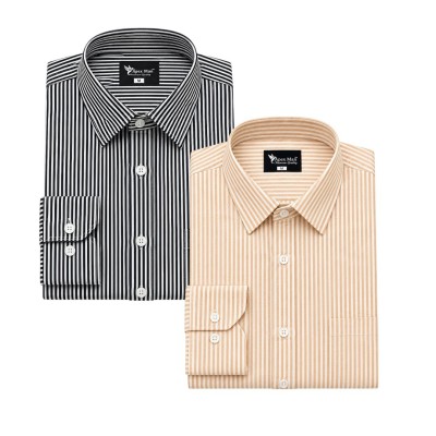 2 Premium Quality Stripe Formal Shirt - ORANGE _  BLACK