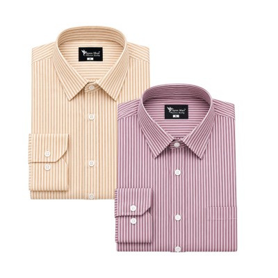 2 Premium Quality Stripe Formal Shirt - ORANGE _ MAROON