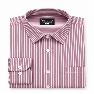 1 Premium Quality Stripe Formal Shirt - MAROON