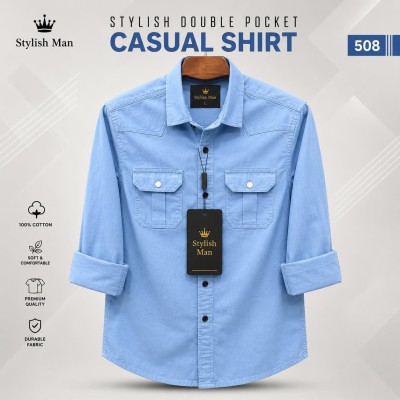 Premium Quality  Double Pocket Shirt _ SKY BLUE