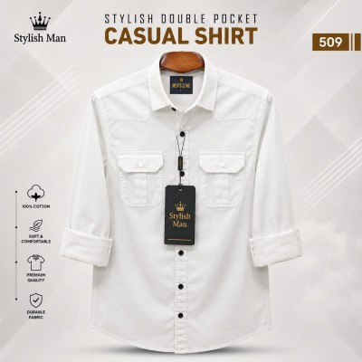 Premium Quality   Double Pocket Shirt _ WHITE