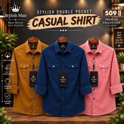 3 Pes Combo Premium Quality  Double Pocket Shirt NBY _ GRAY _ PINK