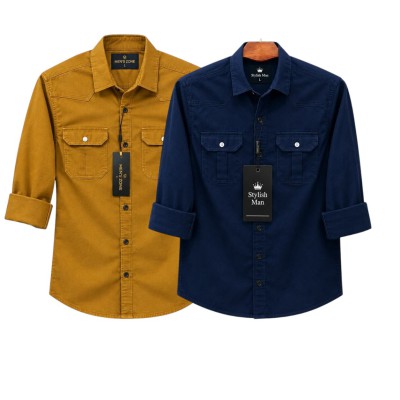 2 Pes Combo Premium Quality  Double Pocket Shirt KATALI _ NBY