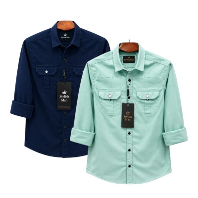 2 Pec Combo Premium Quality  Double Pocket Shirt PEST _ NBY