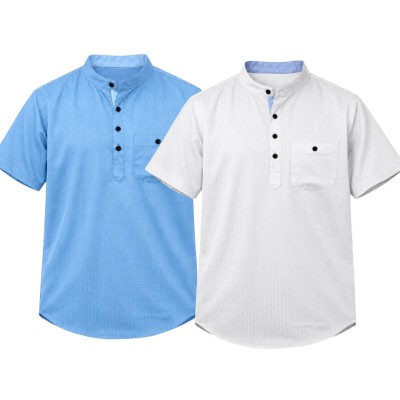 2Premium Quality Cotton Stripe Fabrics Katua - WHITE _ SKY