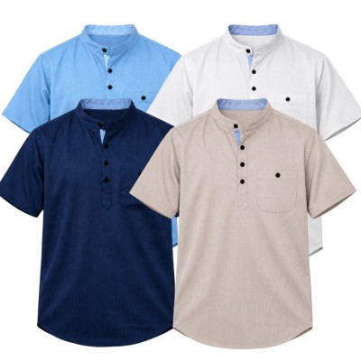 4 Premium Quality Cotton Stripe Fabrics Katua - WHITE - NBY BLUE-  SKY -  ASH