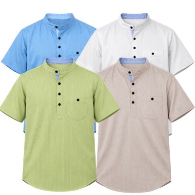 4 Premium Quality Cotton Stripe Fabrics Katua - WHITE- LEMON- SKY- ASH
