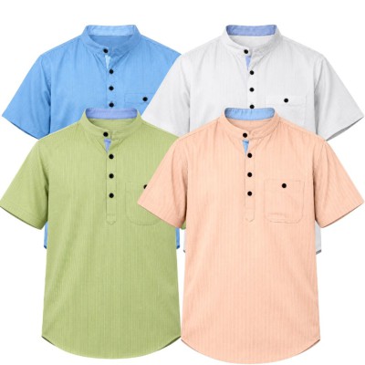 4 Premium Quality Cotton Stripe Fabrics Katua - SKY- LEMON- WHITE - CRIME