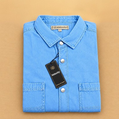 Denim Snap Button Double Poket Shirt _ Light Blue