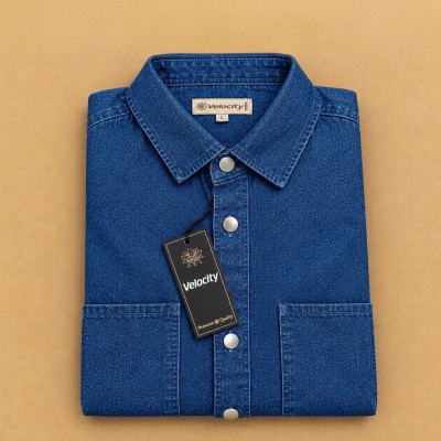 Denim Snap Button Double Poket Shirt _ Deep Blue