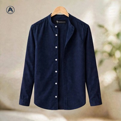 Oxford cotton fabrics Band Collar  NBY BLUE